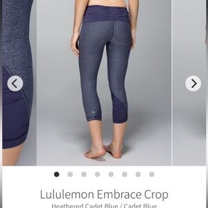 Lululemon Embrace Crop Heathered Cadet Blue Size 6